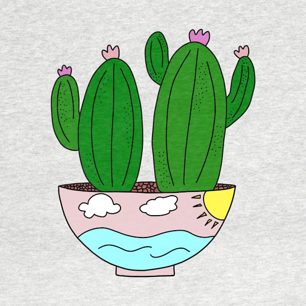 Cute Cactus Design #79: Sunny Cactus Ocean by DreamCactus